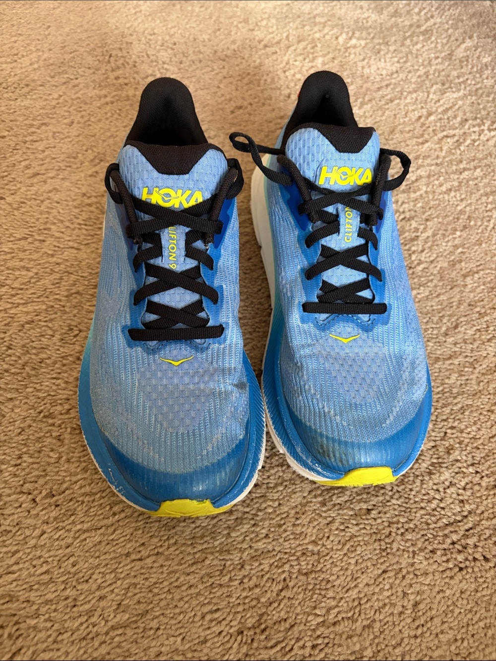 Hoka Blue and Yellow Kids' Running Sneakers